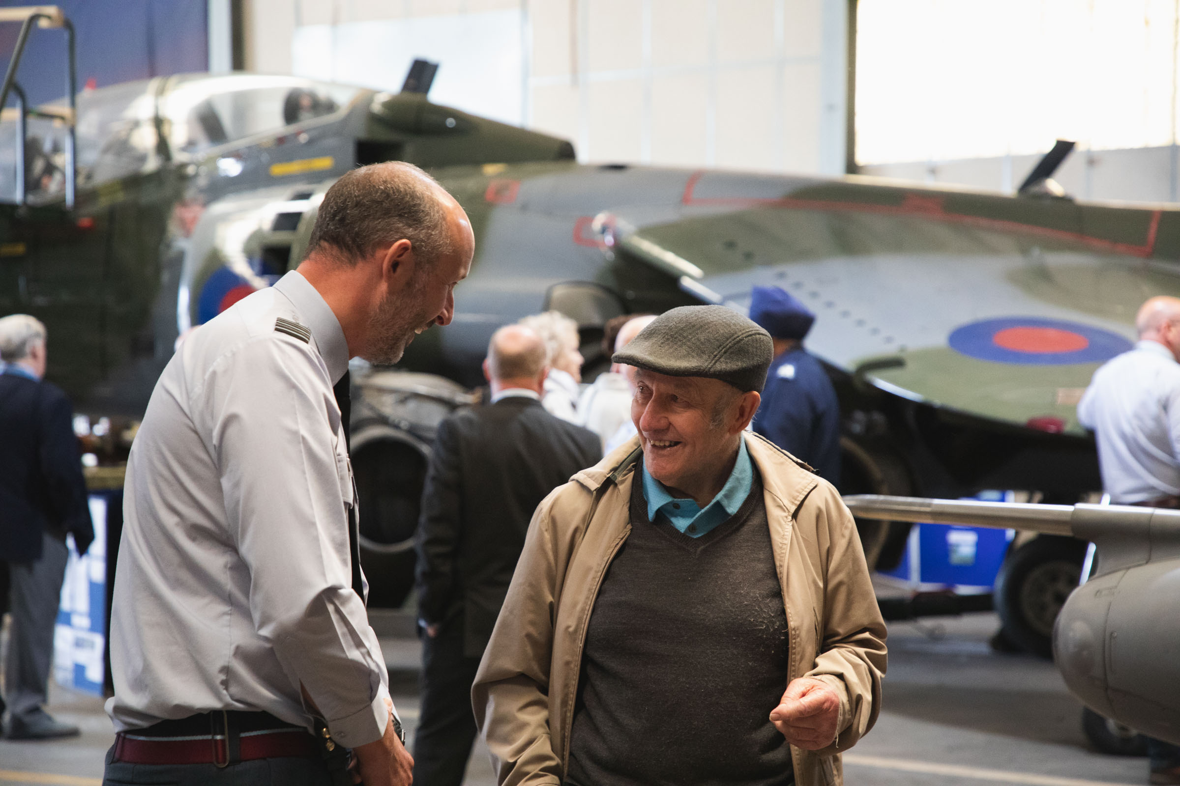 Wing Commander Jez Case in conversation with one of the guests